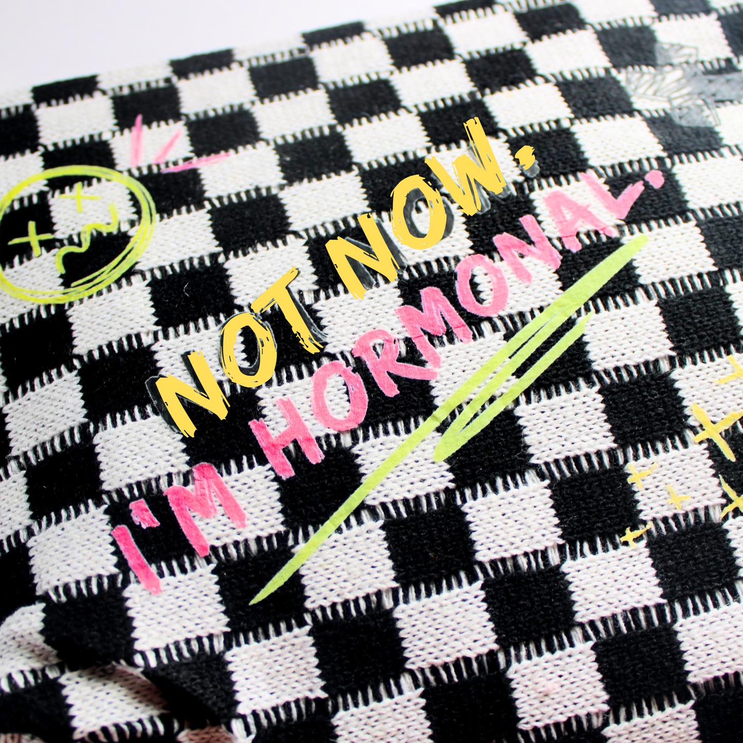 NOT NOW I'M HORMONAL CHECKERED POUCH