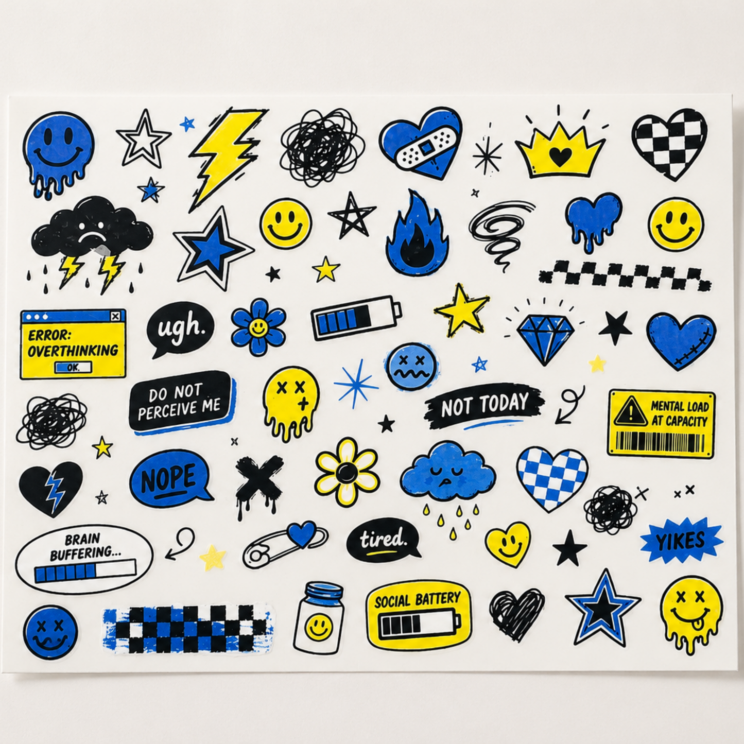 Iron On Blue & Yellow Stickers