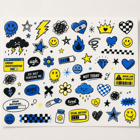 Iron On Blue & Yellow Stickers