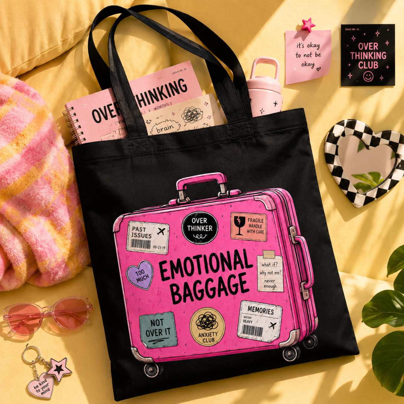 Black Emotional Baggage Tote Bag