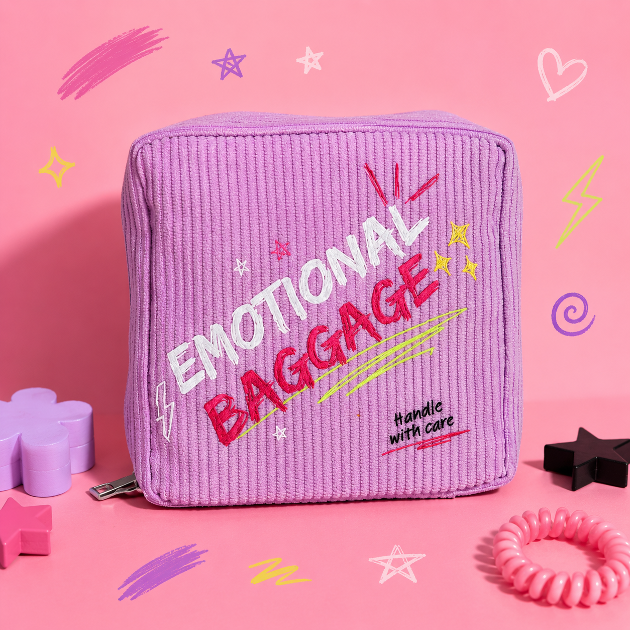 Emotional Baggage  Lilac Corduroy Period Pouch