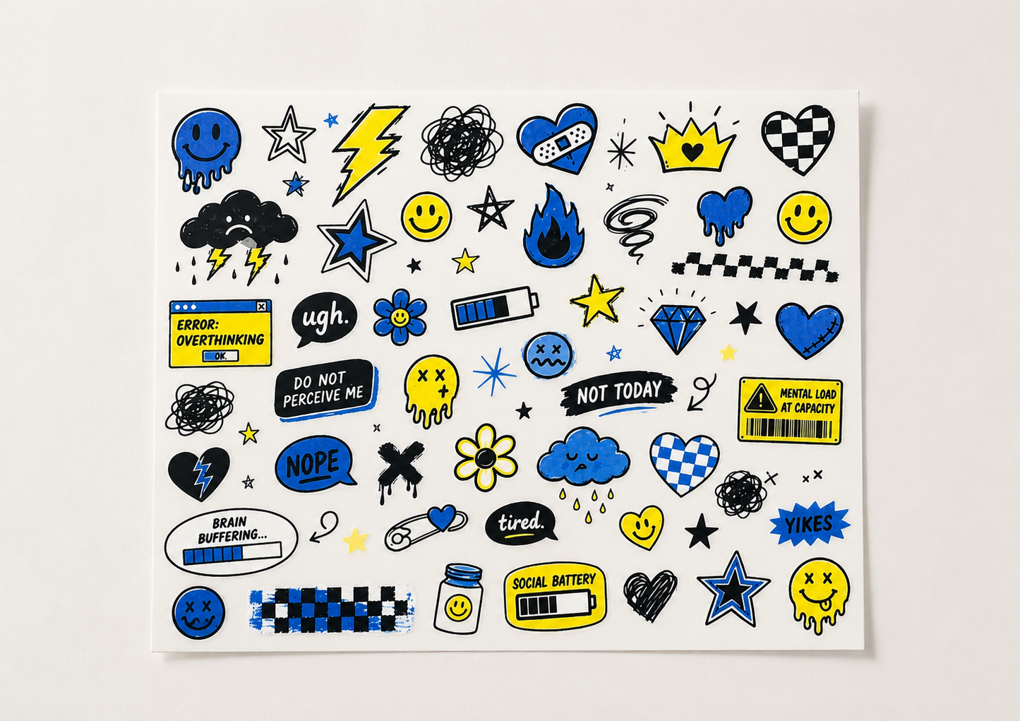 Iron On Blue & Yellow Stickers