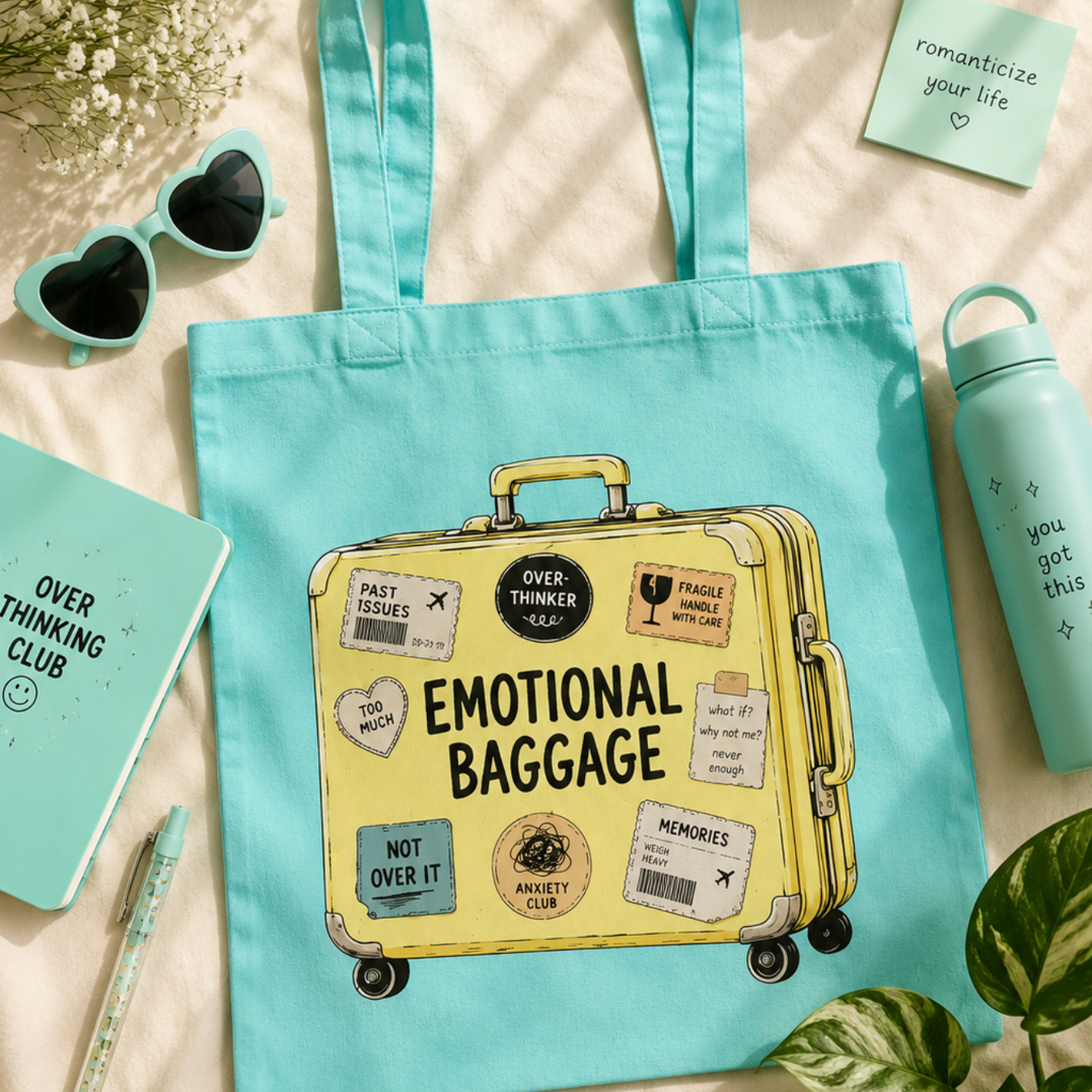 Blue Emotional Baggage Tote Bag