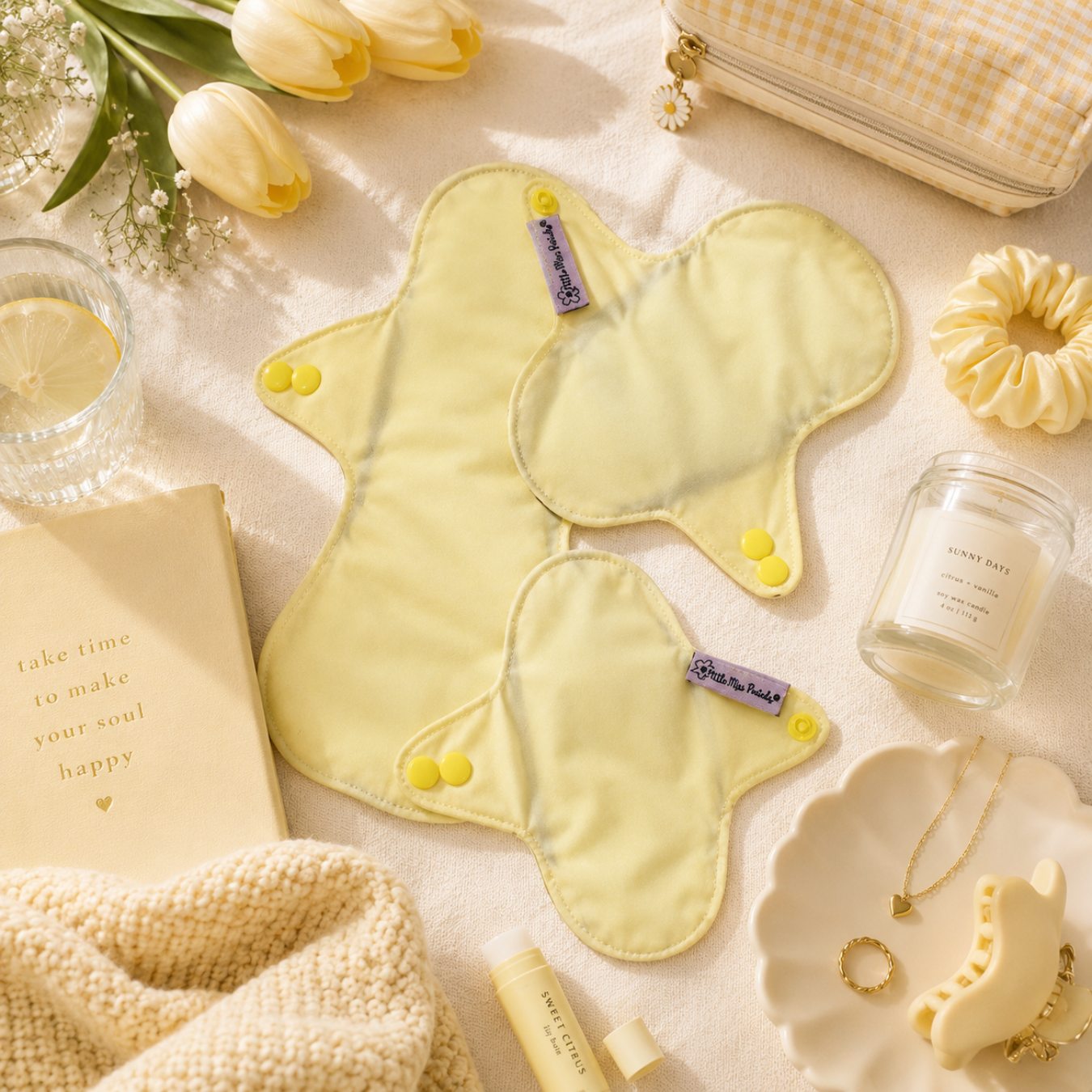 Pastel Yellow Re -usable pads