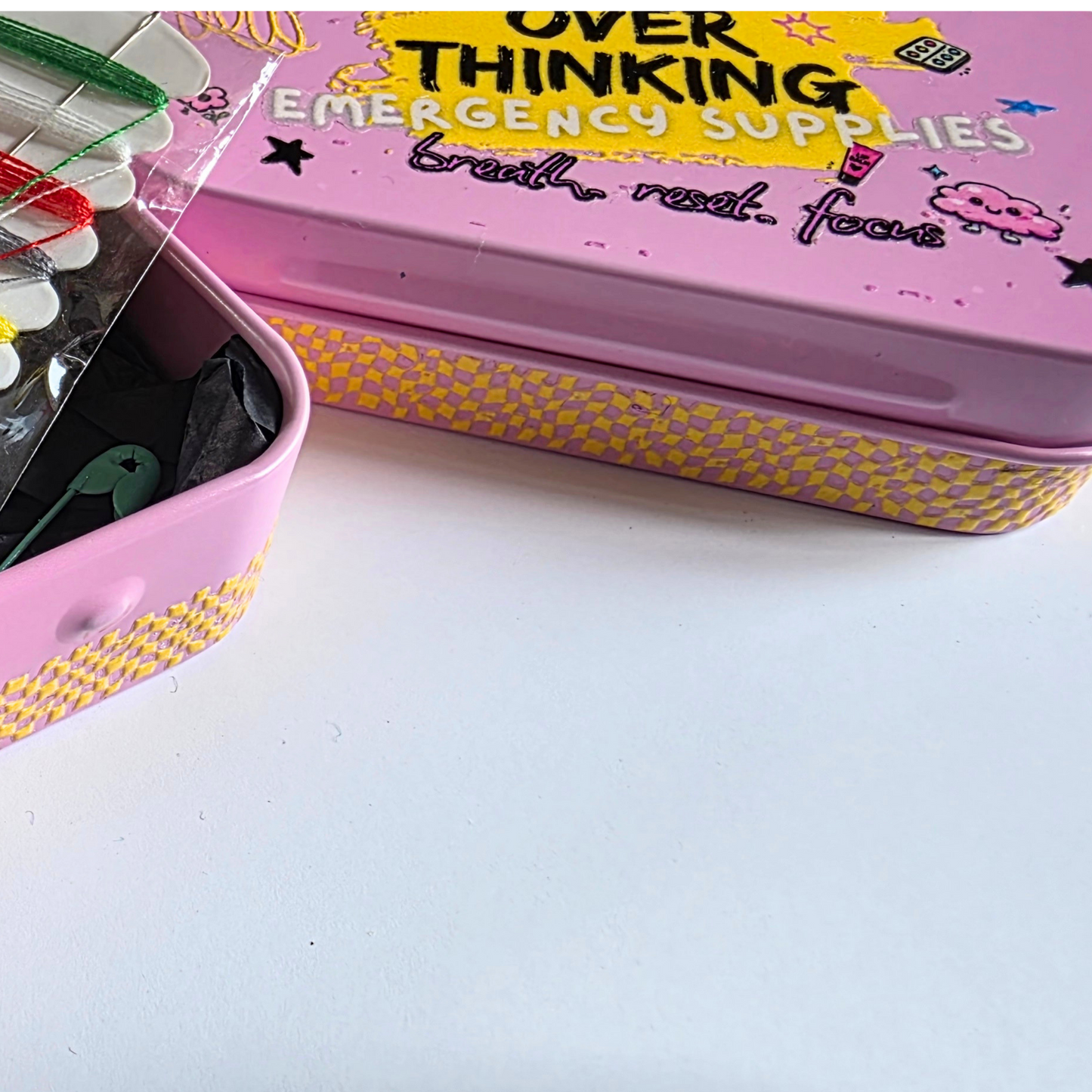 The Overthinking Supplies Pink Tin