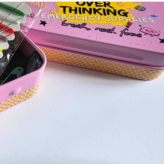 The Overthinking Supplies Pink Tin
